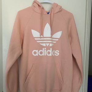 Adidas Originals pink fleece logo hoodie